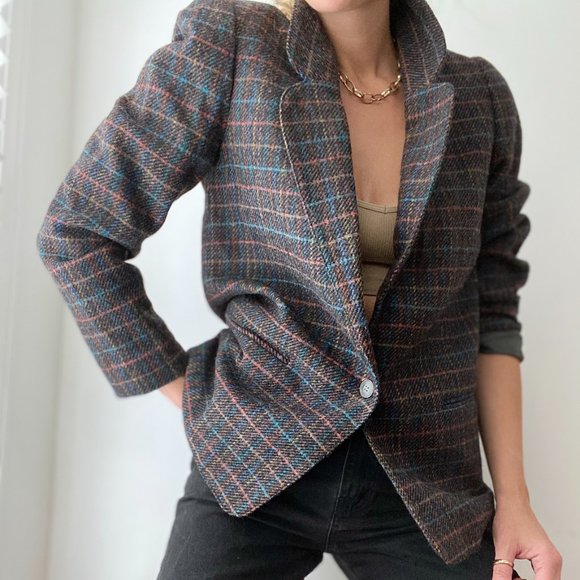 vintage check blazer